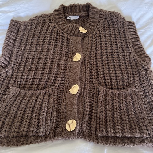 Zara strick weste - weste, braun
